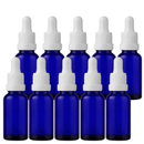 Frasco azul com conta-gotas premium R18 - 30 ml - Preto / Branco — embalagem profissional para aromaterapia