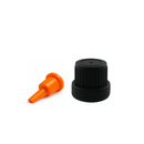 Tampa preta com lacre + gotejador R18 - euro - cor: Laranja — acessório para envase de óleos essenciais