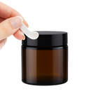 Frasco vidro âmbar com tampa preta com espátula - 100 gramas / ml — ideal para cremes, pomadas e cosméticos sólidos