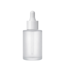Frasco vidro transparente fosco ombro reto conta-gotas tampa branca 30 ml