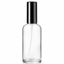 Frasco transparente com válvula spray preta luxo R18 - 100 ml — ideal para perfumaria e perfume de ambientes