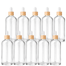 Frasco transparente com conta-gotas madeira e bulbo branco - 100 ml para óleos essenciais, sinergias e fórmulas cosméticas