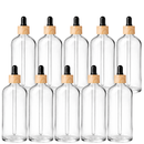 Frasco transparente com conta-gotas madeira e bulbo preto - 100 ml para óleos essenciais, sinergias e fórmulas cosméticas
