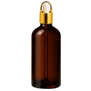 Frasco âmbar com conta-gotas cesta dourado bulbo branco R18 - 100 ml — ideal para aromaterapia, óleos terapêuticos e cosmética