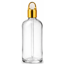 Frasco transparente conta-gotas cesta dourado bulbo branco R18 - 100 ml — ideal para aromaterapia, óleos terapêuticos e cosmética