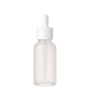 Frasco vidro transparente fosco R18 conta-gotas tampa lisa branca 30 ml