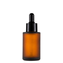 Frasco vidro âmbar fosco ombro reto conta-gotas tampa preta 30 ml