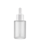Frasco vidro transparente fosco ombro reto conta-gotas tampa branca 30 ml