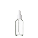 Frasco vidro cristal R18 conta-gotas  tampa branca bulbo branco 30 ml