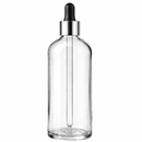 Frasco vidro cristal R18 conta-gotas luxo tampa prateada bulbo preto 100 ml