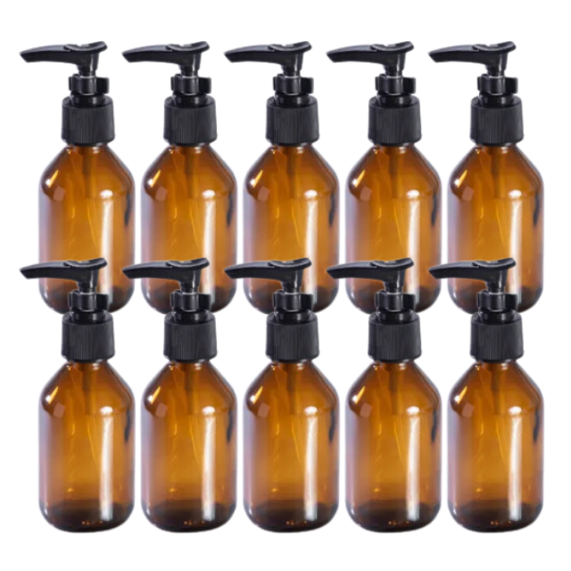 Frasco em vidro ambar com válvula PUMP - 100 ml (kit ou unidade)