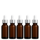 Frasco âmbar com conta-gotas prateado e bulbo branco R18 - 20 ml (unitário ou kit)