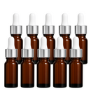 Frasco âmbar com conta-gotas prateado e bulbo branco R18 - 5 ml (unitário ou kit)