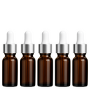 Frasco âmbar com conta-gotas prateado e bulbo branco R18 - 10 ml (unitário ou kit)