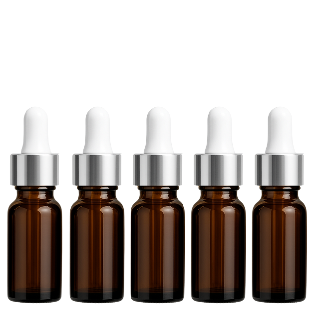 Frasco âmbar com conta-gotas prateado e bulbo branco - 10 ml (unitário ou kit)