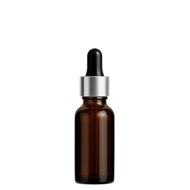 Frasco âmbar com conta-gotas prateado e bulbo preto - 20 ml (unitário ou kit) (cópia)