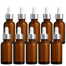 Frasco âmbar com conta-gotas prateado e bulbo branco R18 - 30 ml (unitário ou kit)