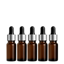 Frasco âmbar com conta-gotas prateado e bulbo preto R18 - 5 ml (unitário ou kit)