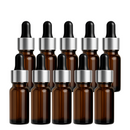 Frasco âmbar com conta-gotas prateado e bulbo preto R18 - 5 ml (unitário ou kit)