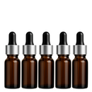 Frasco âmbar com conta-gotas prateado e bulbo preto R18 - 10 ml (unitário ou kit)