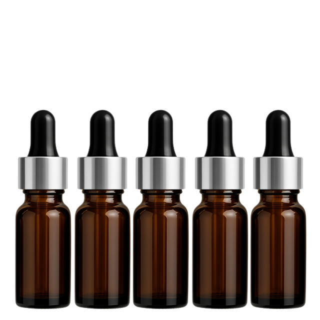 Frasco âmbar com conta-gotas prateado e bulbo preto - 10 ml (unitário ou kit)