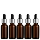 Frasco âmbar com conta-gotas prateado e bulbo preto R18 - 20 ml (unitário ou kit)