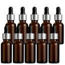 Frasco âmbar com conta-gotas prateado e bulbo preto R18 - 20 ml (unitário ou kit)