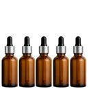 Frasco âmbar com conta-gotas prateado e bulbo preto R18 - 30 ml (unitário ou kit)