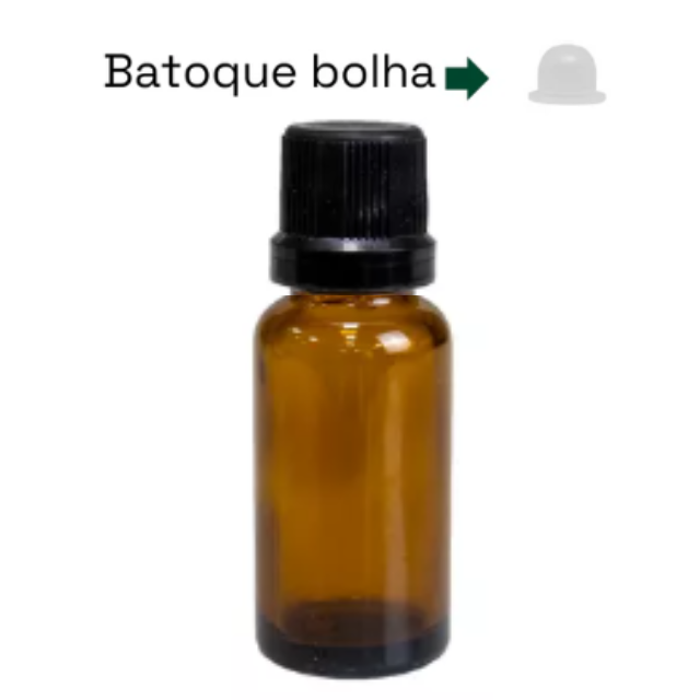 Frasco em vidro âmbar com batoque BOLHA - 20 ml (unidade ou kit)