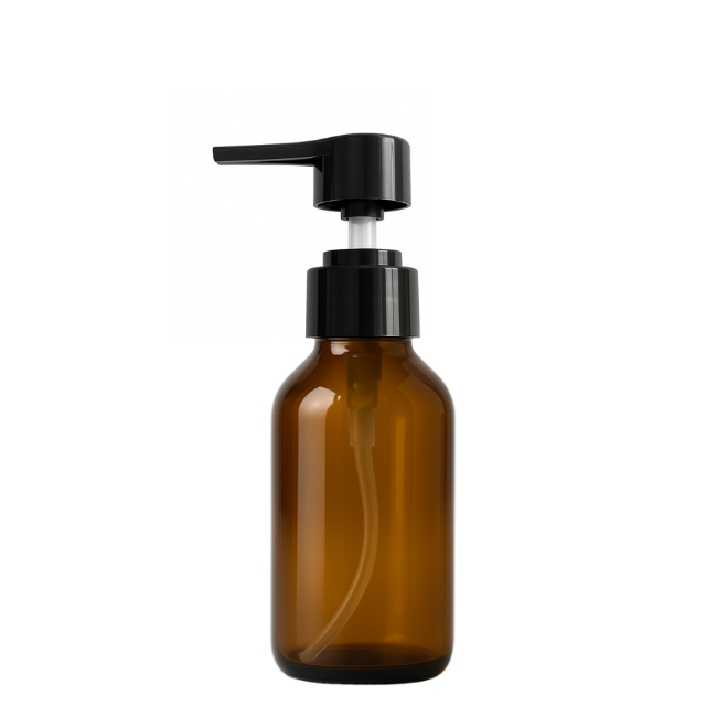 Frasco em vidro ambar com válvula PUMP lisa - 60 mls (kit ou unidade)