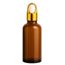 Frasco âmbar com conta-gotas cesta dourado bulbo branco R18 - 50 ml (Unidade ou kit)