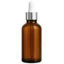 Frasco âmbar com conta-gotas prateado e bulbo branco R18 - 50 ml (unitário ou kit)