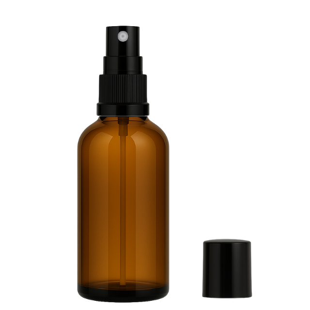 Frasco em vidro âmbar com válvula spray - 50 ml (unidade ou kit)