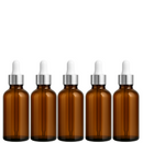 Frasco âmbar com conta-gotas prateado e bulbo branco R18 - 50 ml (unitário ou kit)