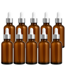 Frasco âmbar com conta-gotas prateado e bulbo branco R18 - 50 ml (unitário ou kit)