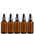 Frasco âmbar com conta-gotas prateado e bulbo preto R18 - 50 ml (unitário ou kit)