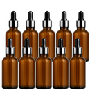 Frasco âmbar com conta-gotas prateado e bulbo preto R18 - 50 ml (unitário ou kit)