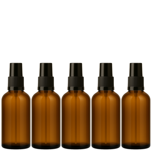 Frasco em vidro âmbar com válvula spray - 50 ml (unidade ou kit)