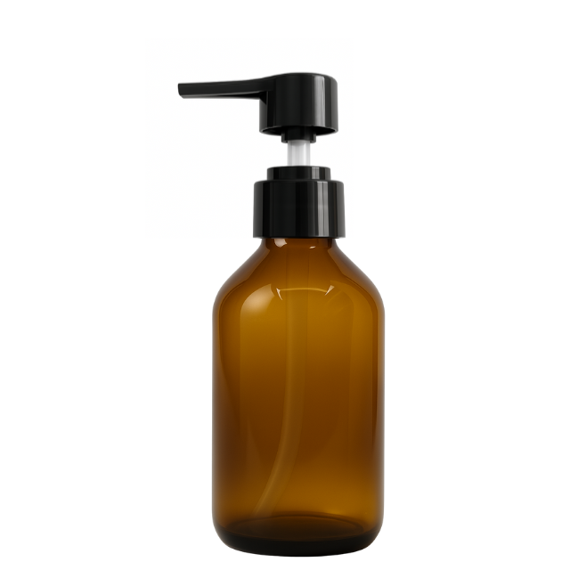 Frasco em vidro ambar com válvula PUMP lisa - 150 ml (kit ou unidade)