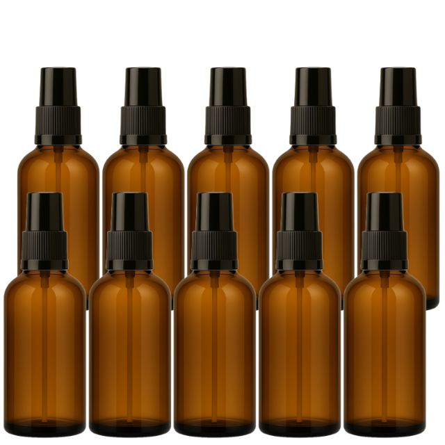 Frasco em vidro âmbar com válvula spray - 50 ml (unidade ou kit)