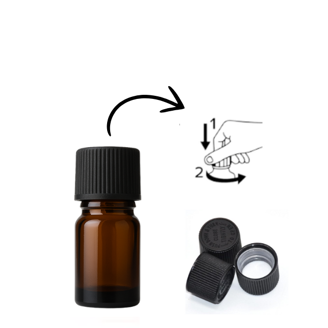 Frasco em vidro âmbar tampa de segurança CHILD PROOF - 15 ml (unidade ou kit)