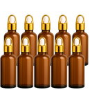 Frasco âmbar com conta-gotas cesta dourado bulbo branco R18 - 50 ml (Unidade ou kit)