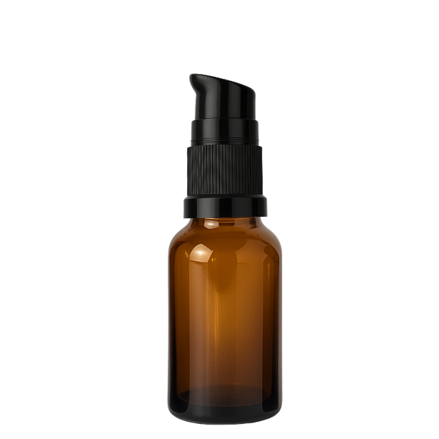 Frasco em vidro âmbar com válvula dosadora - 20 ml (unidade ou kit)