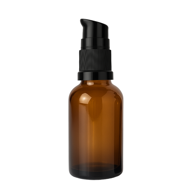 Frasco em vidro âmbar com válvula dosadora - 30 ml (unidade ou kit)