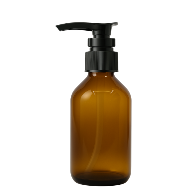 Frasco em vidro ambar com válvula PUMP - 150 ml (kit ou unidade)