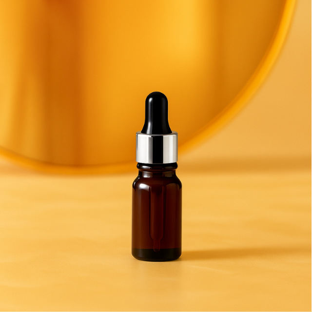 Frasco âmbar com conta-gotas prateado e bulbo preto - 5 ml (unitário ou kit)