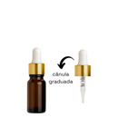Frasco âmbar com conta-gotas dourado e bulbo branco R18 - 5 ml (unitário ou kit) - graduado
