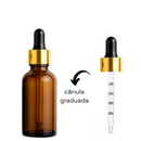 Frasco âmbar com conta-gotas dourado e bulbo preto R18 - 30 ml (unitário ou kit) - graduado