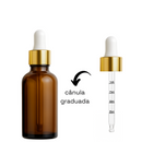 Frasco âmbar com conta-gotas dourado e bulbo branco R18 - 30 ml (unitário ou kit) - graduado