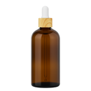 Frasco âmbar conta-gotas tampa madeira bulbo branco R18 - 100 ml (Unidade ou kit)